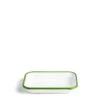 White & Green Enamel Rectangular Dish 21cm
