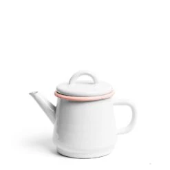 White & Pink Enamel Teapot