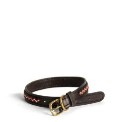 Zigzag Skinny Dog Collar Red Medium