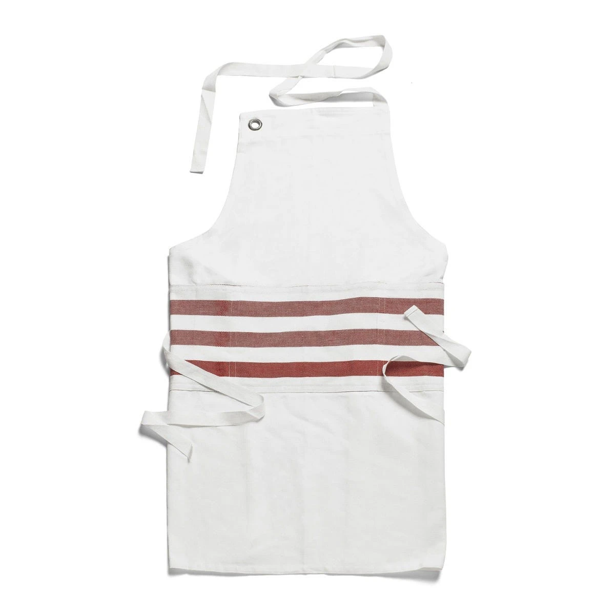 White & Red Stripe Apron 1 White & Red Stripe Apron
