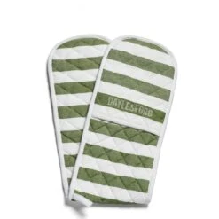 White & Green Stripe Double Oven Glove