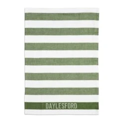 White & Green Stripe Tea Towel