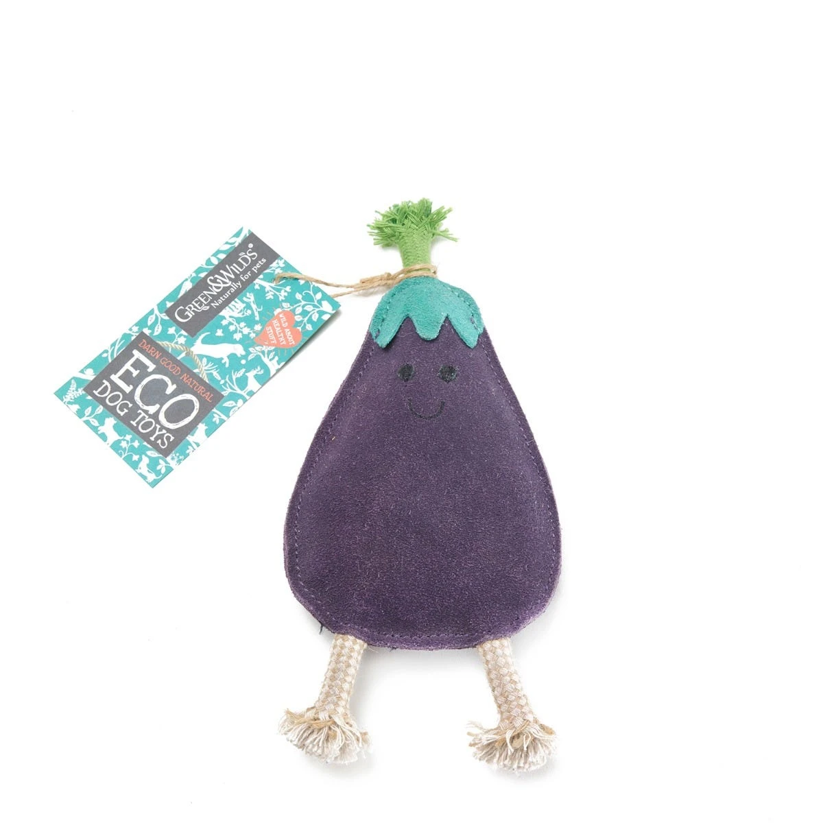 Aubergine Suede & Jute Dog Toy 1 Aubergine Suede & Jute Dog Toy