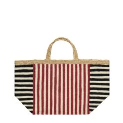 Beni Red & White Jute Tote Bag