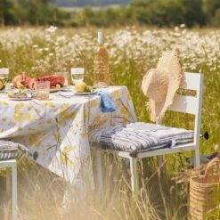 Beehive Yellow Tablecloth 8 Beehive Yellow Tablecloth -Gift Basket Shop yellow beehive table lifestyle